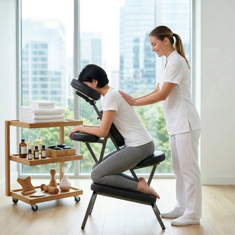 Portable Massage Chair for Tattoo and Spa with Adjustable Face Cradle and Carrying Bag by HouseOfZazla