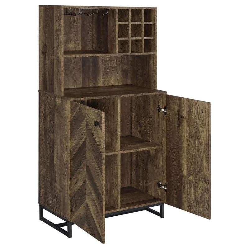 Mendoza 2-door Home Bar Cabinet Wine Storage Rustic Oak by Unique Piece Furniture