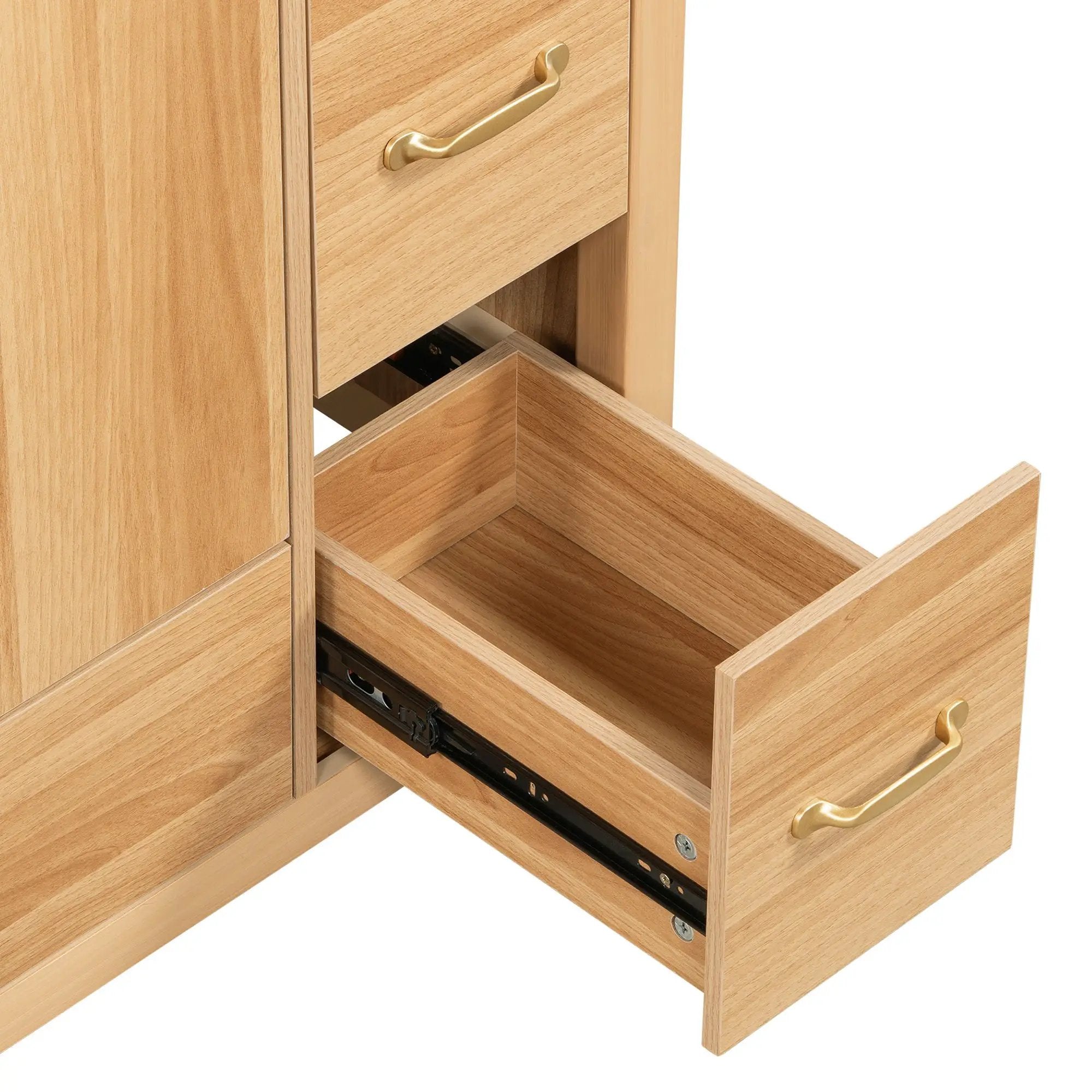 36" Bathroom Vanity, 2 Soft Close Doors, 4 Soft Close Drawers, Adjustable Shelf, Storage Cabinet - Acacia Wood by HouseOfZazla