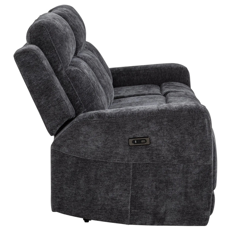 Kennett Chenille Upholstered Power Reclining Sofa Dark Grey by Unique Piece Furniture