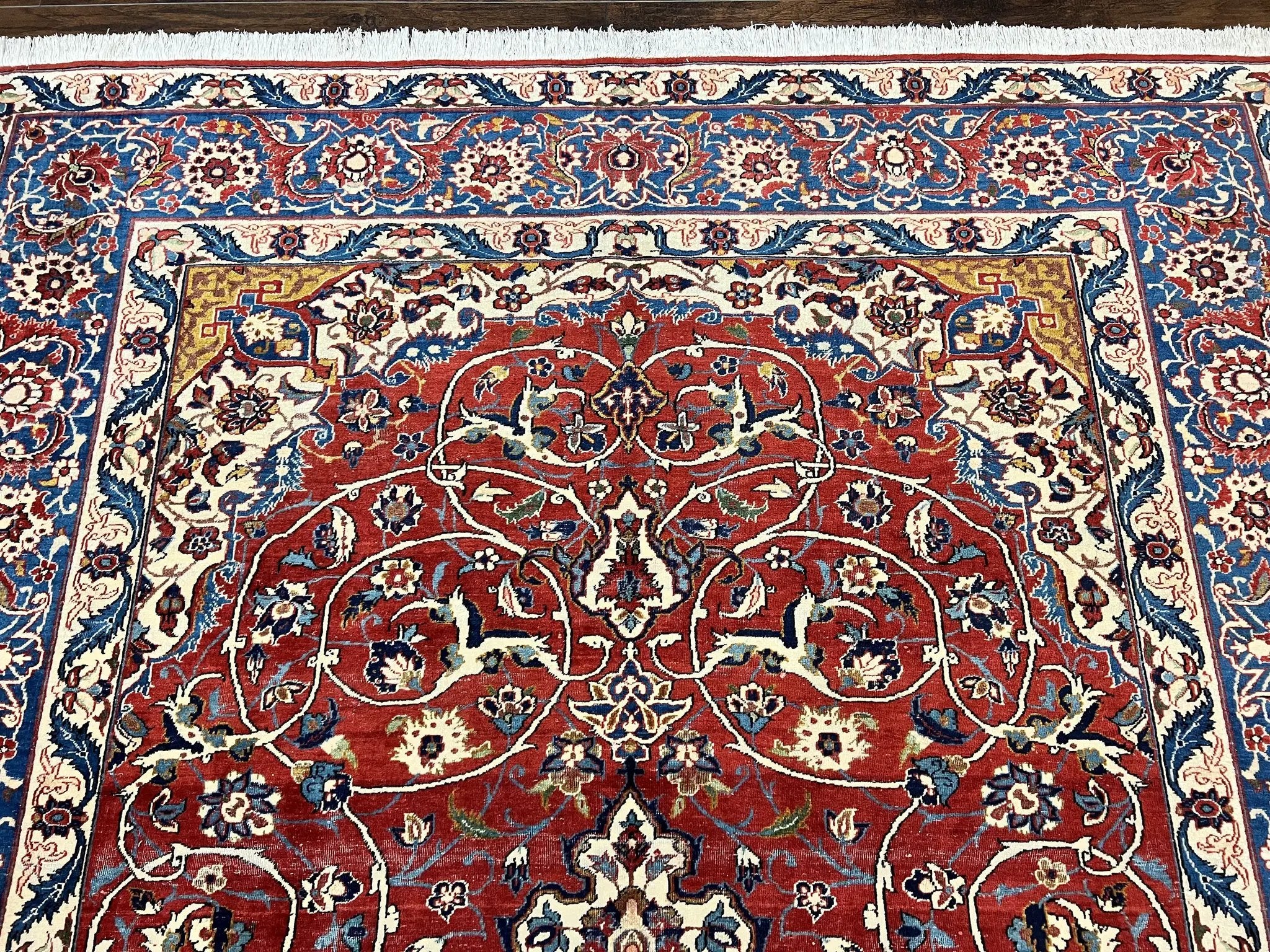 Red Persian Isfahan Rug 7x10 - Antique, Floral Medallion by Jewel Rugs