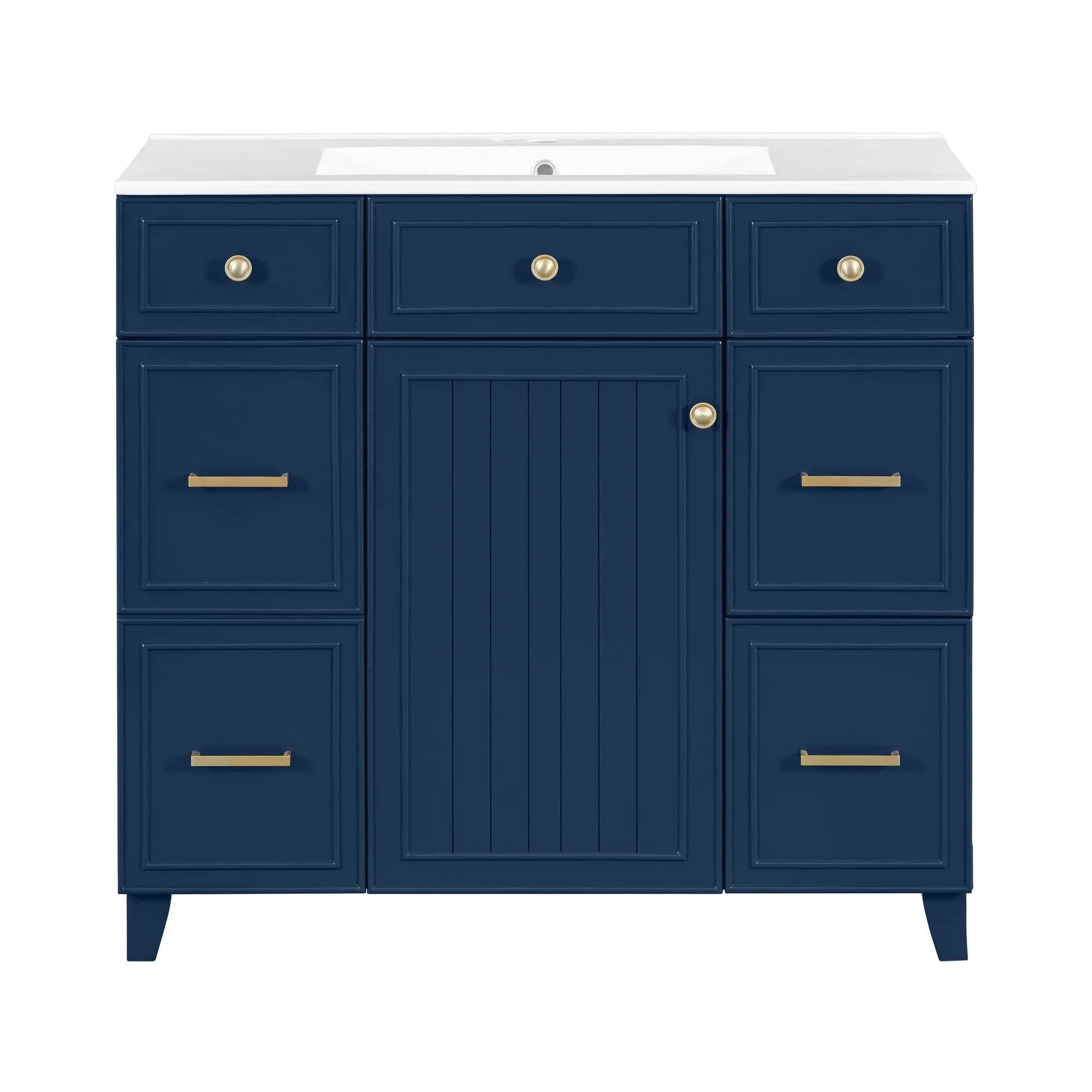 Bathroom Vanity With Ceramic Sink, Soft Close Doors, Adjustable Shelves