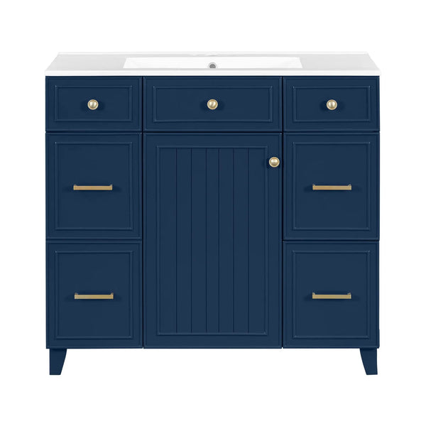 Bathroom Vanity With Ceramic Sink, Soft Close Doors, Adjustable Shelves