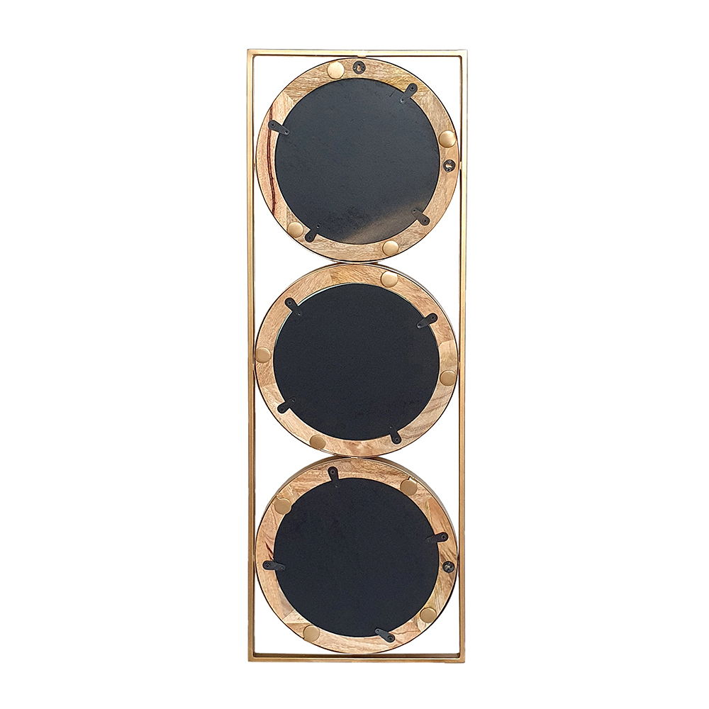 3 Mirror Piece Wall Mirror InRectangular Frame, Home Wall Decor For Bedroom Living Room - Brown by HouseOfZazla
