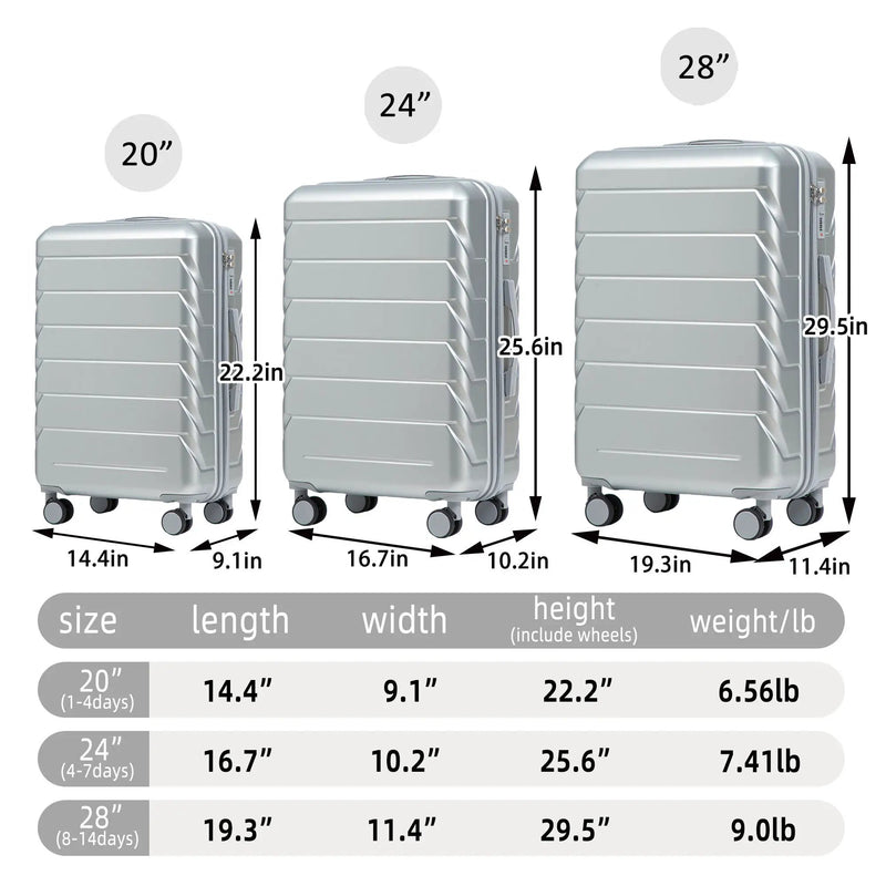 3-Piece ABS Spinner Wheel Luggage Set with Combination Lock by HouseOfZazla