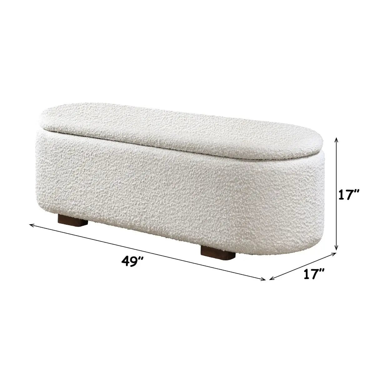 Sandro - Bench With Storage - Beige Boucle & Walnut by Unique Piece Furniture