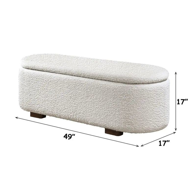 Sandro - Bench With Storage - Beige Boucle & Walnut by Unique Piece Furniture