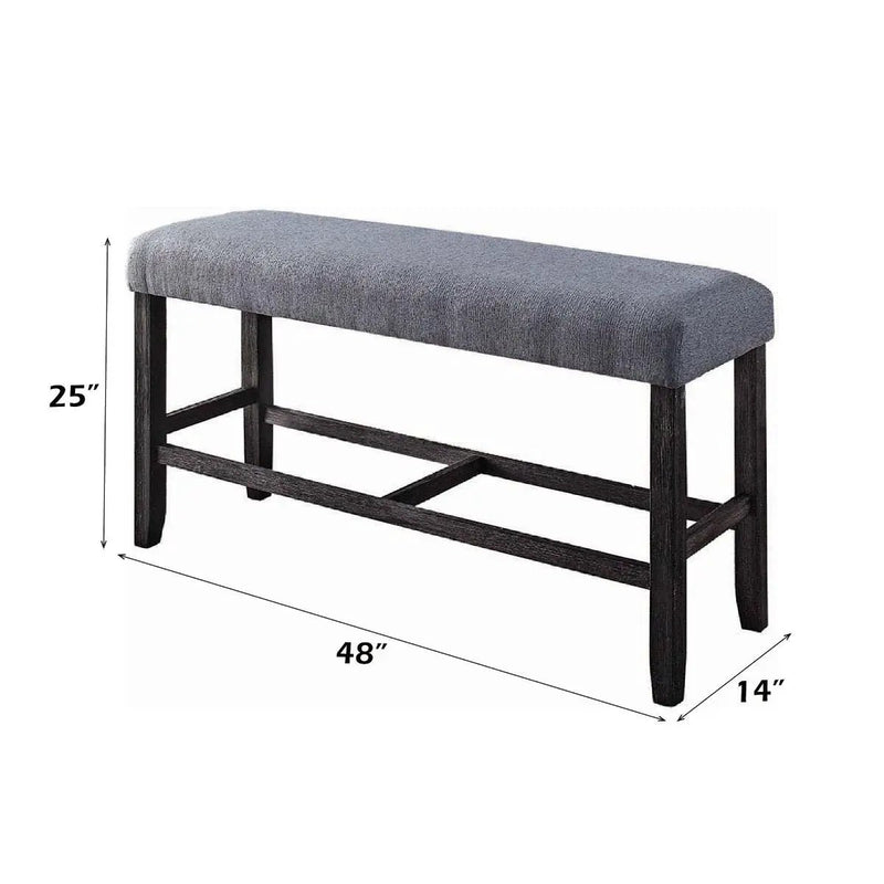 Yelena - Counter Height Bench - Fabric & Weathered Espresso by Unique Piece Furniture