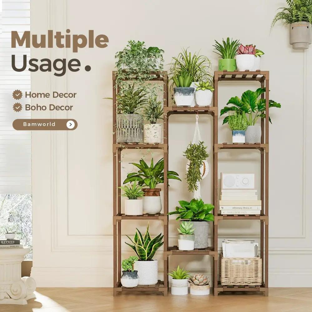 Multiple Plants Pots Wood Flower Stand by HouseOfZazla