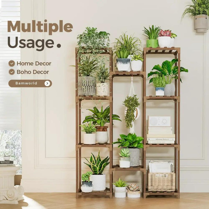 Multiple Plants Pots Wood Flower Stand by HouseOfZazla