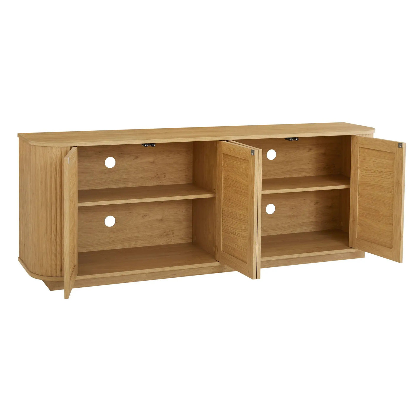 Contemporary Wave Shaped TV Stand With Rattan Doors by Unique Piece Furniture