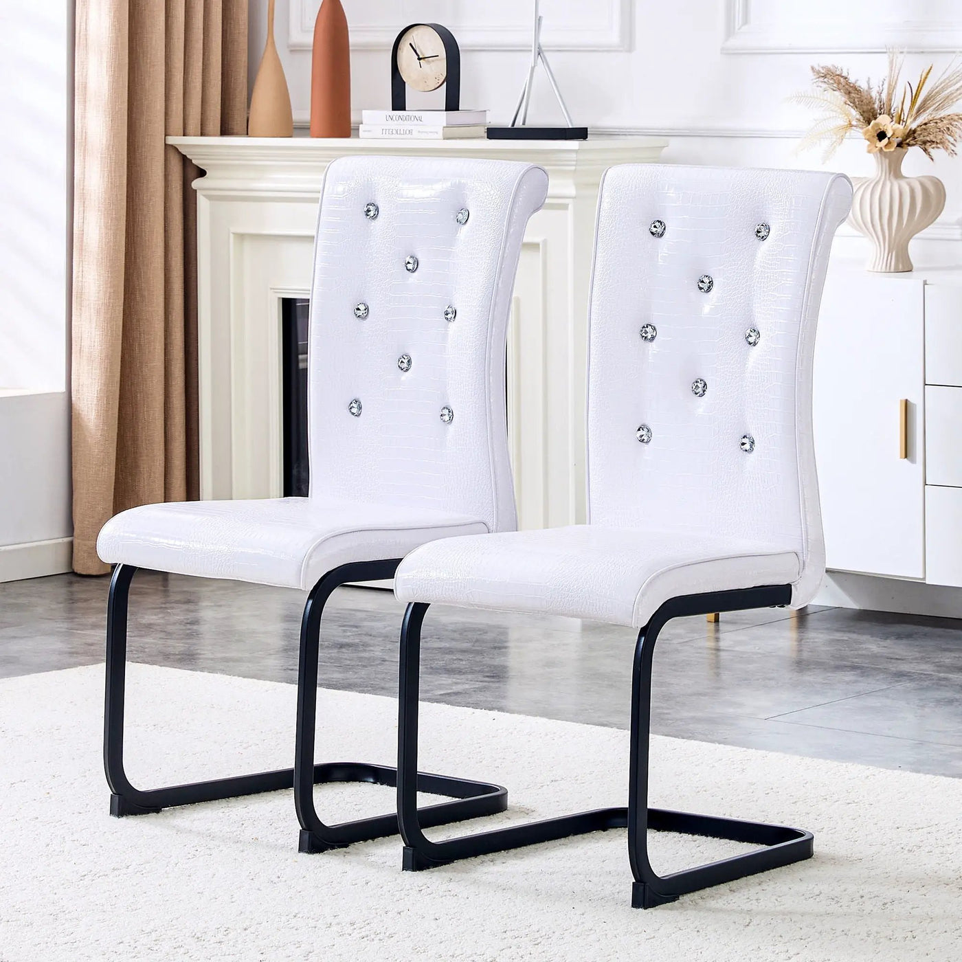 Alligator Skin Upholstered Dining Chairs by Unique Piece Furniture