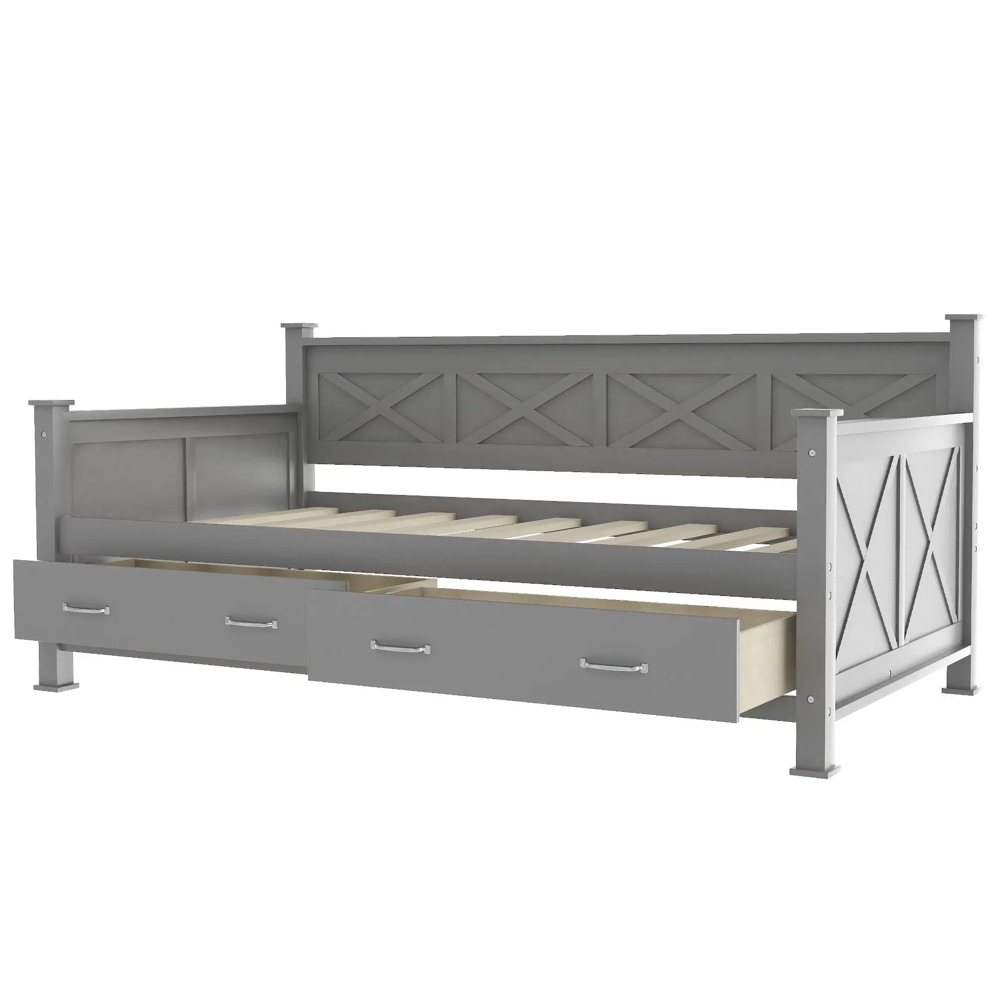 Modern Daybed With 2 Large Drawers, X Shaped Frame by HouseOfZazla