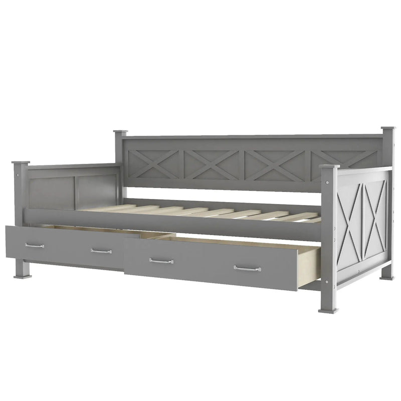 Modern Daybed With 2 Large Drawers, X Shaped Frame by HouseOfZazla