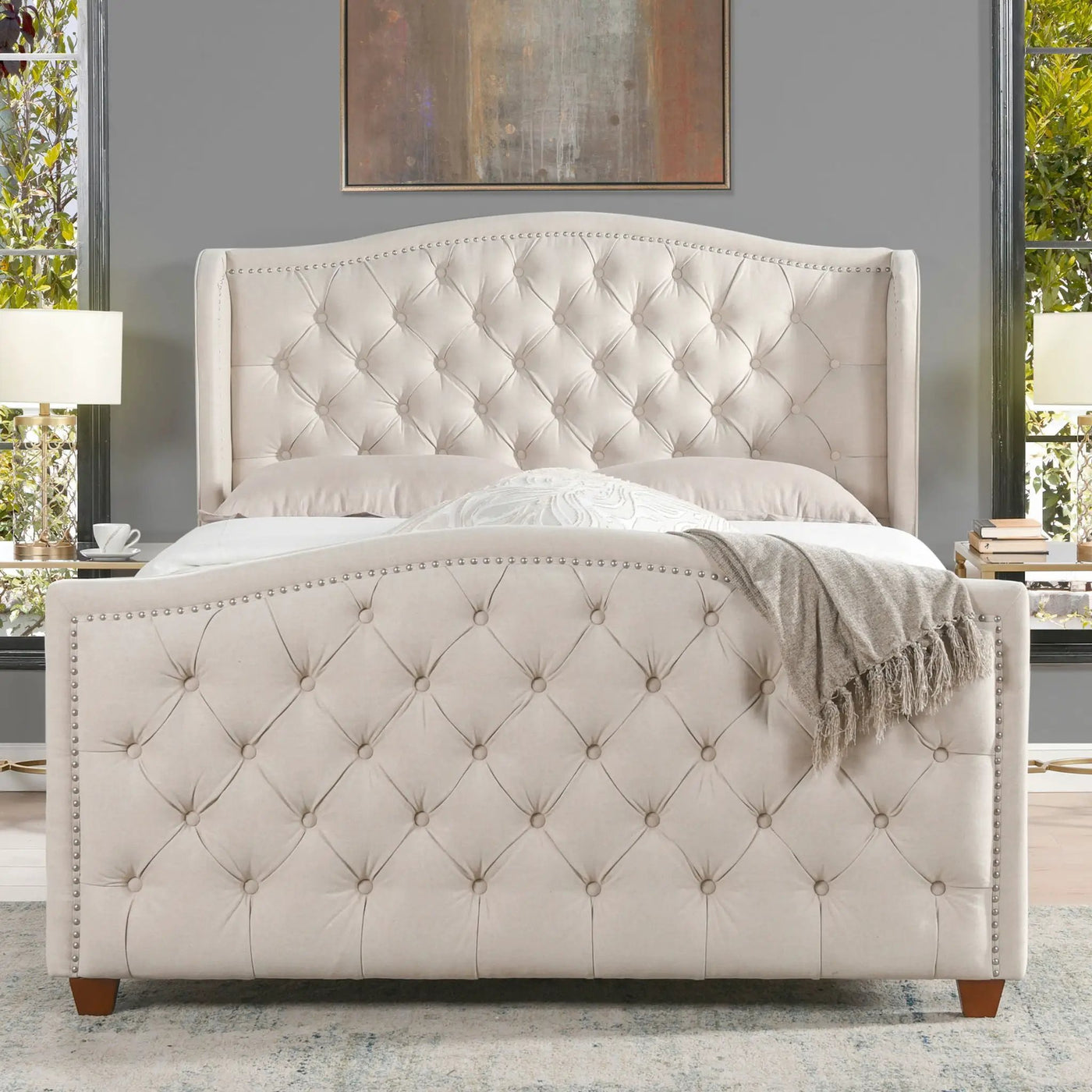 Marcella - Upholstered Shelter Headboard Bed Set by Unique Piece Furniture