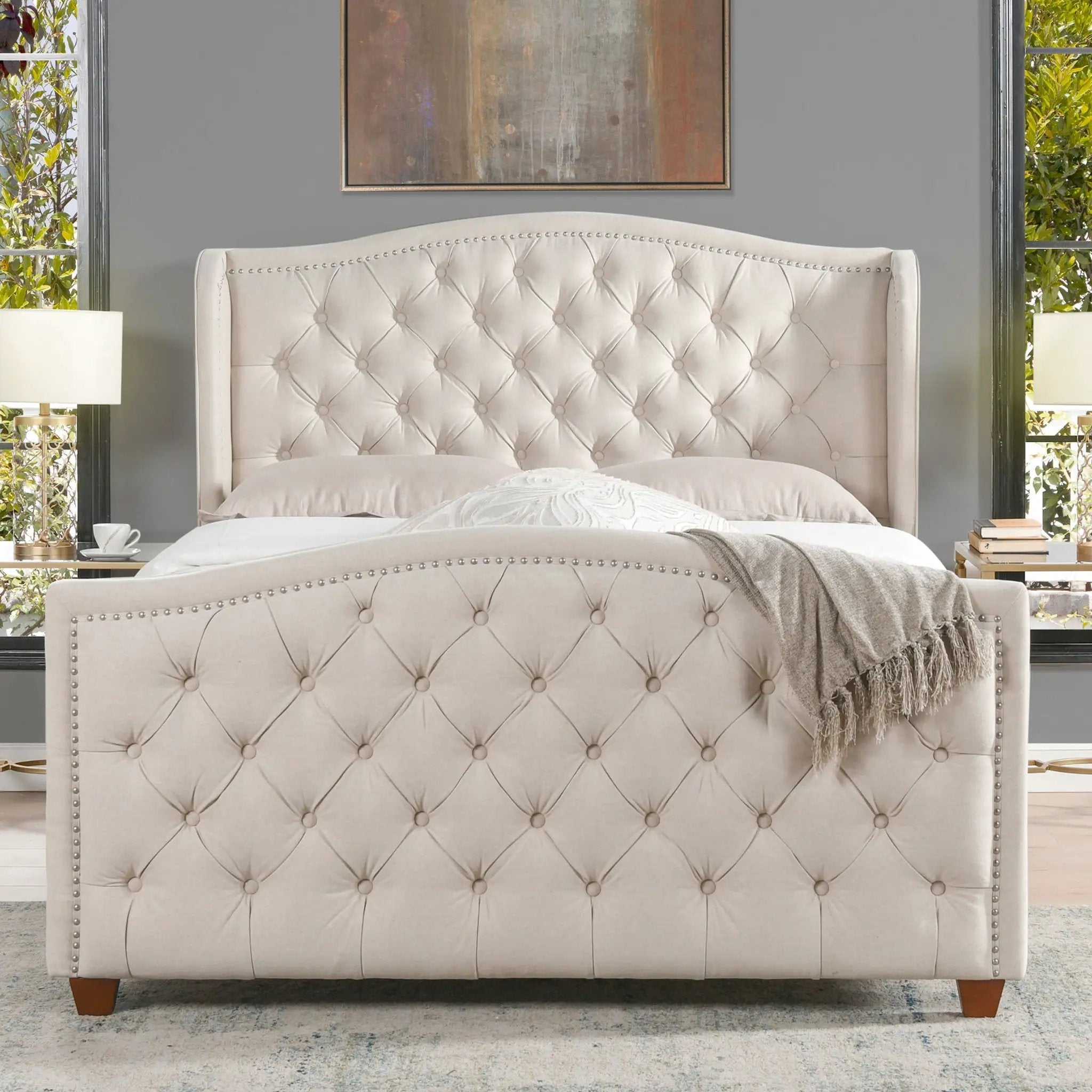 Marcella - Upholstered Shelter Headboard Bed Set by Unique Piece Furniture