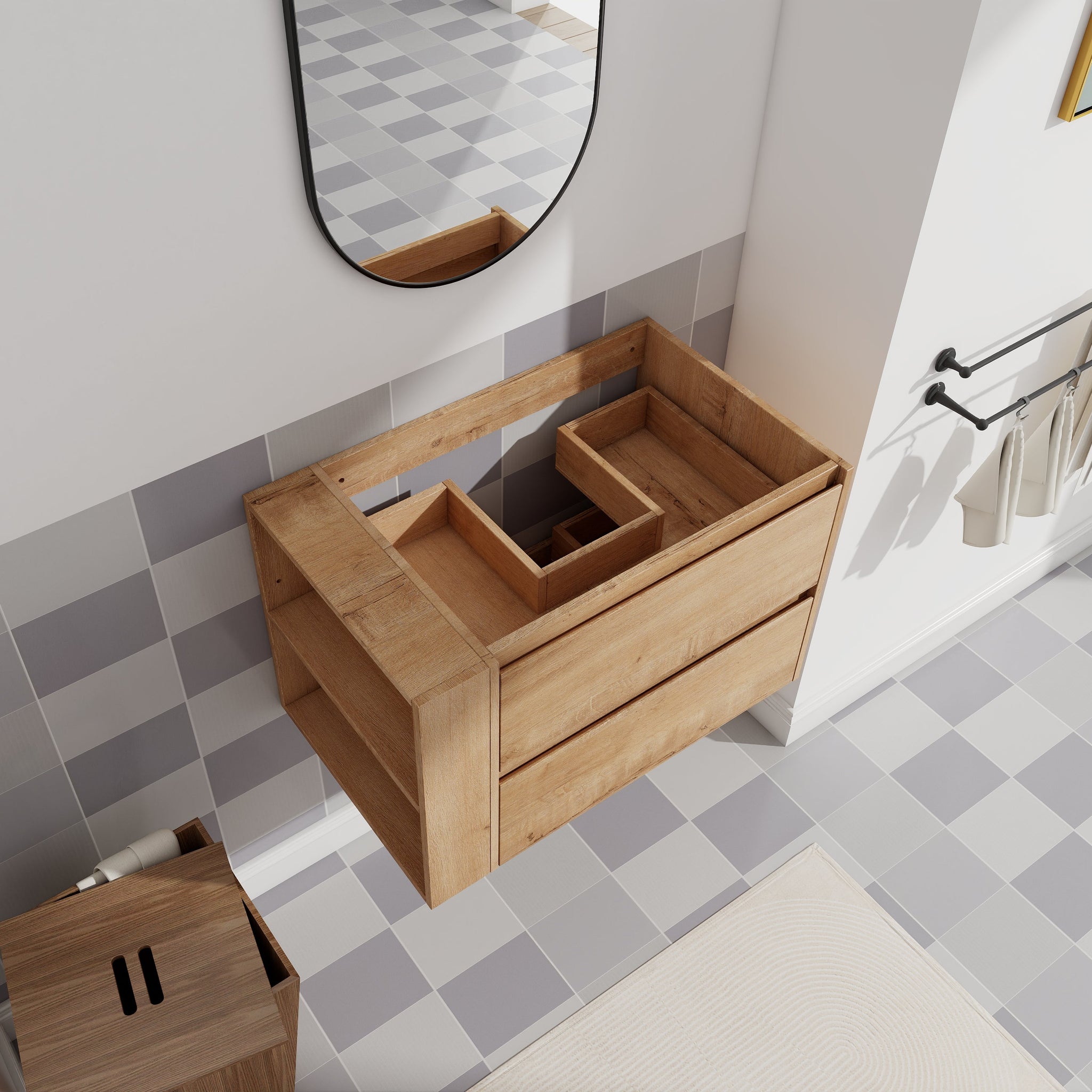30" Wall Mount Bathroom Vanity with Soft Close Drawer (Without Basin) by HouseOfZazla
