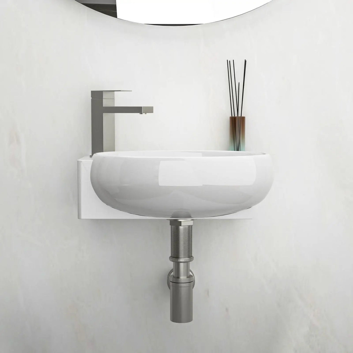 Modern Aesthetic Rectangle Wall Mount Bathroom Sink With Single Faucet Hole by HouseOfZazla
