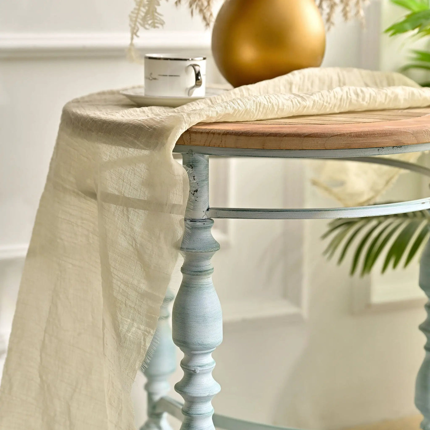 Round Top Carved Table For Living Room by Unique Piece Furniture