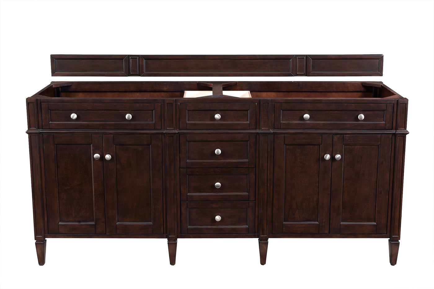 James Martin Brittany 72" Double Bathroom Vanity, Burnished Mahogany, cabinet without a countertop