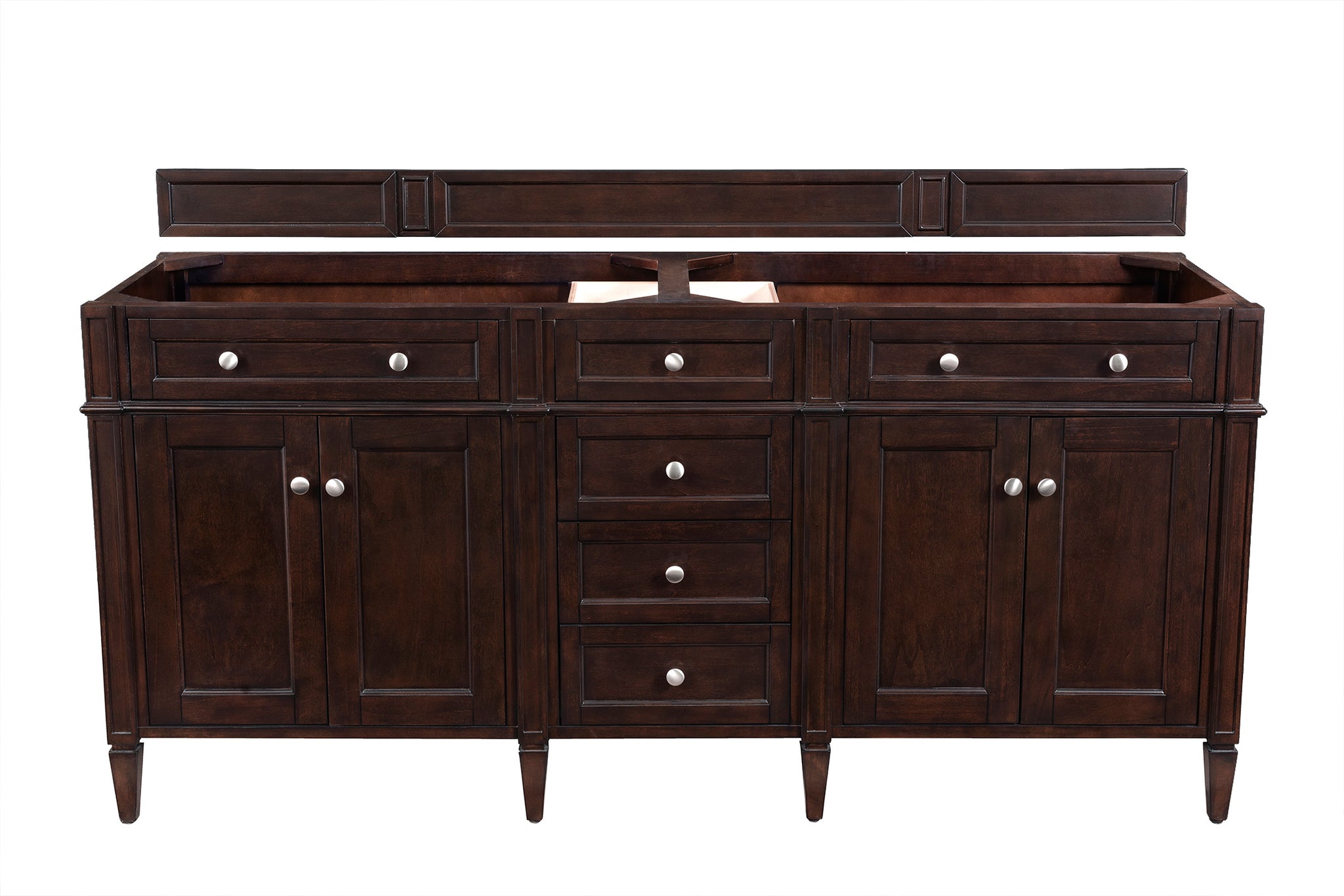James Martin Brittany 72" Double Bathroom Vanity, Burnished Mahogany, cabinet without a countertop