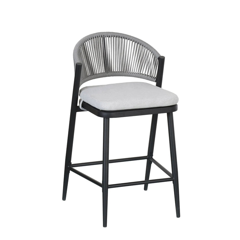 Outdoor 26" Counter Height Metal Frame Counter Stools With Scallop Shaped Backrest & Water Resistant Cushions by HouseOfZazla