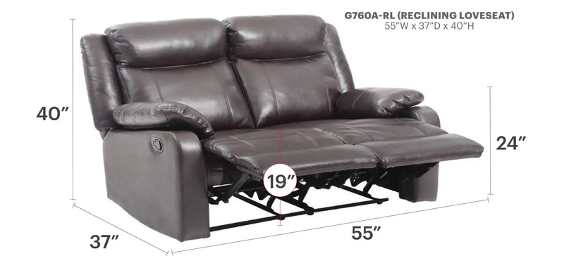 Ward - Stylish Reclining Loveseat For Two by Unique Piece Furniture