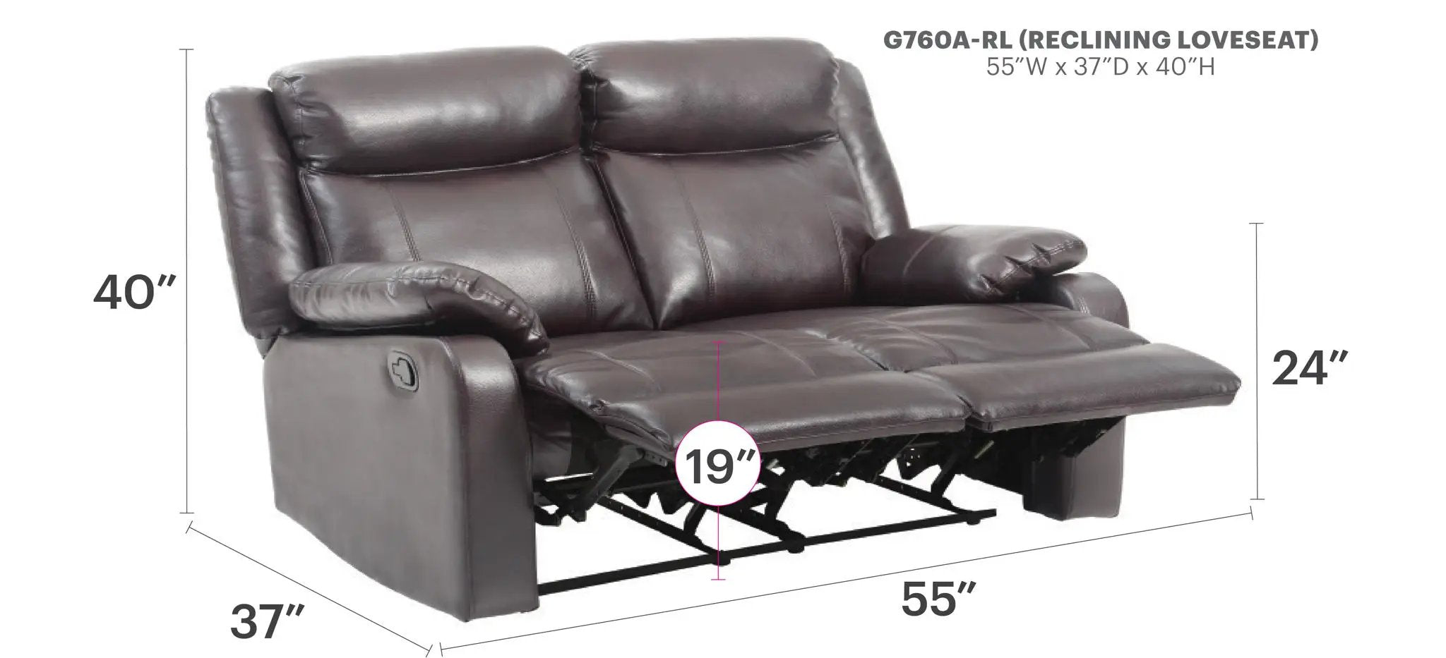 Ward - Stylish Reclining Loveseat For Two by HouseOfZazla