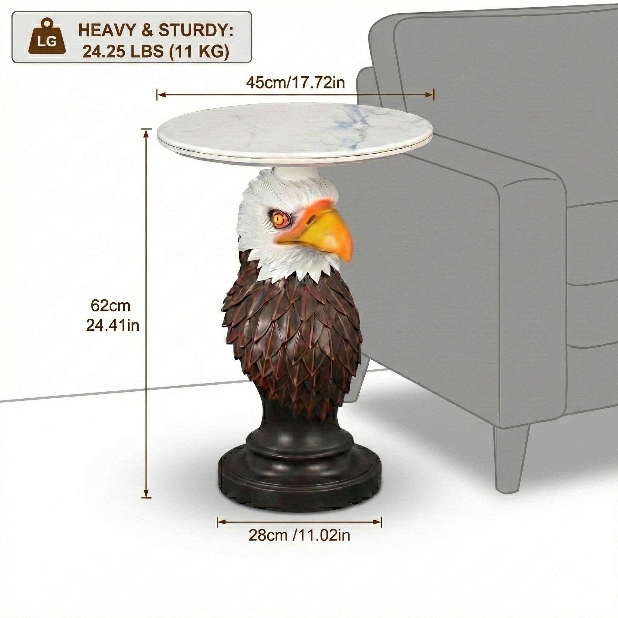 Eagle Head Accent Table Animal Statue End Table by HouseOfZazla