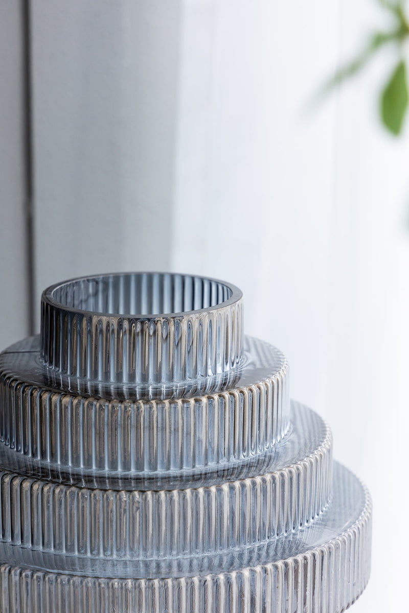 Multi-Tiered Geometric Vase with Smoked Glass Finish by HouseOfZazla