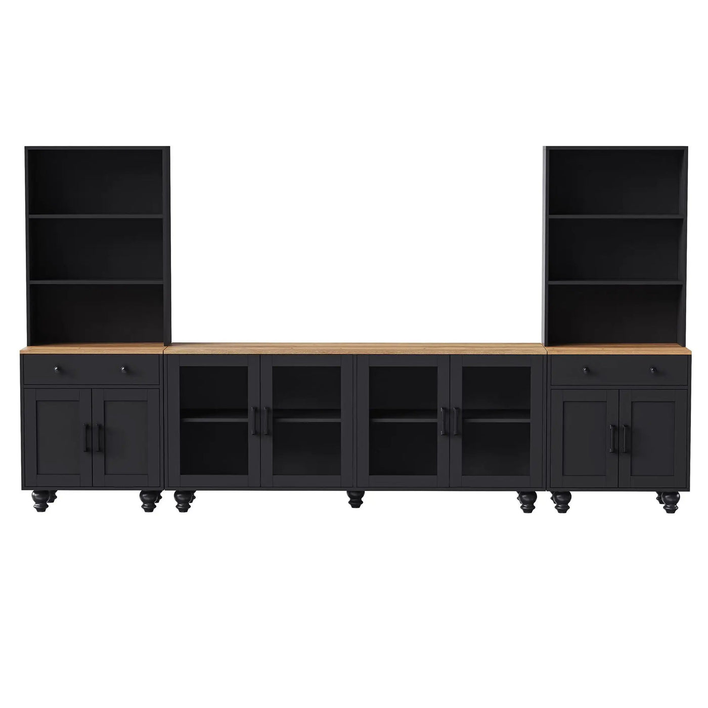 Farmhouse TV Stand With Solid Wood Gourd Shaped Legs For TVs Up To 70" by HouseOfZazla