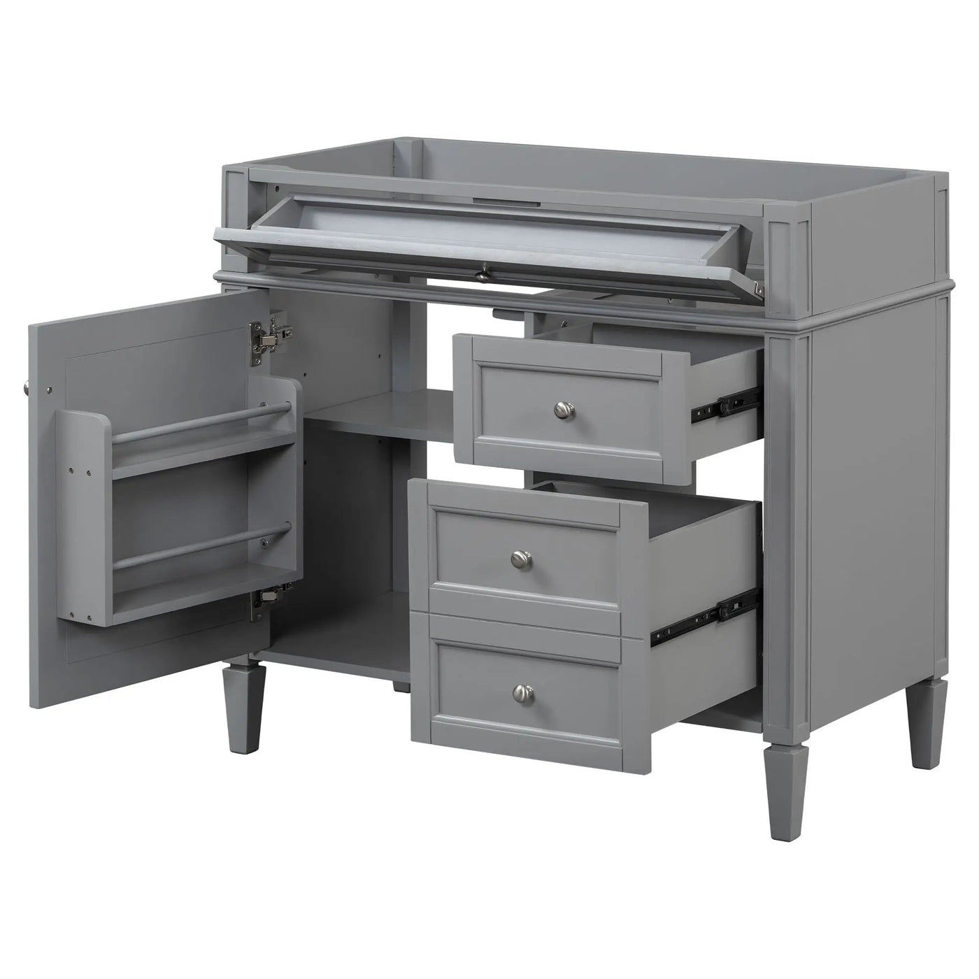 Bathroom Vanity With 2 Drawers And Tip-Out Drawer, Storage Cabinet by HouseOfZazla