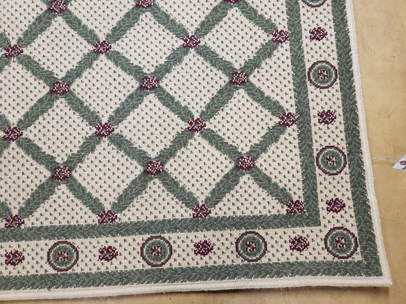4x5 Panel Design Rug, 4' x 5' Power-Loomed Vintage Rug, Beige & Pine Green Carpet by Jewel Rugs