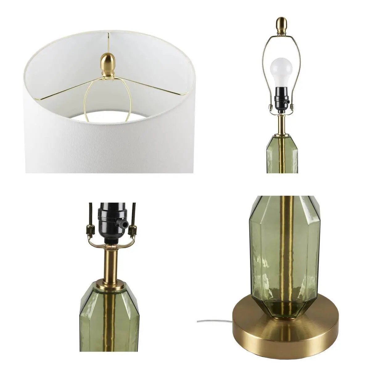 Faceted Green Glass Table Lamp by HouseOfZazla