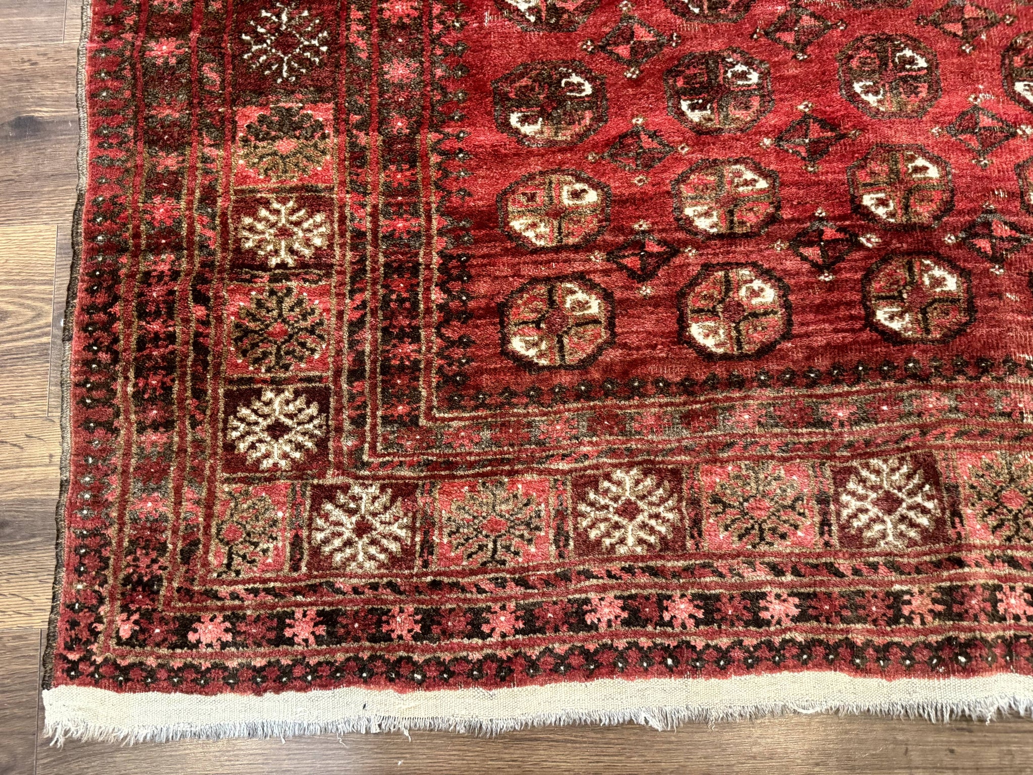 Antique Persian Turkoman Rug 5x6, Red by Jewel Rugs