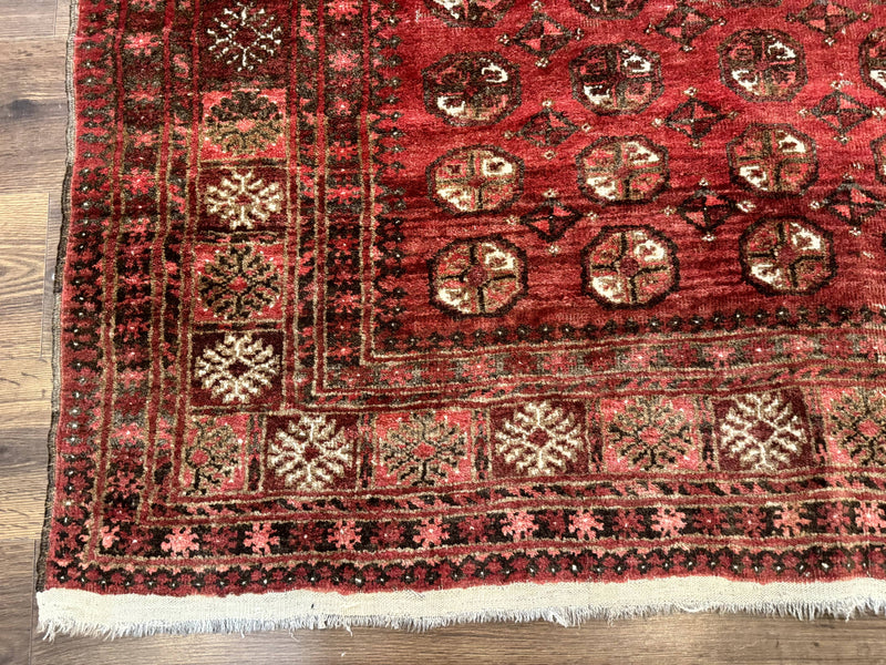 Antique Persian Turkoman Rug 5x6, Red by Jewel Rugs