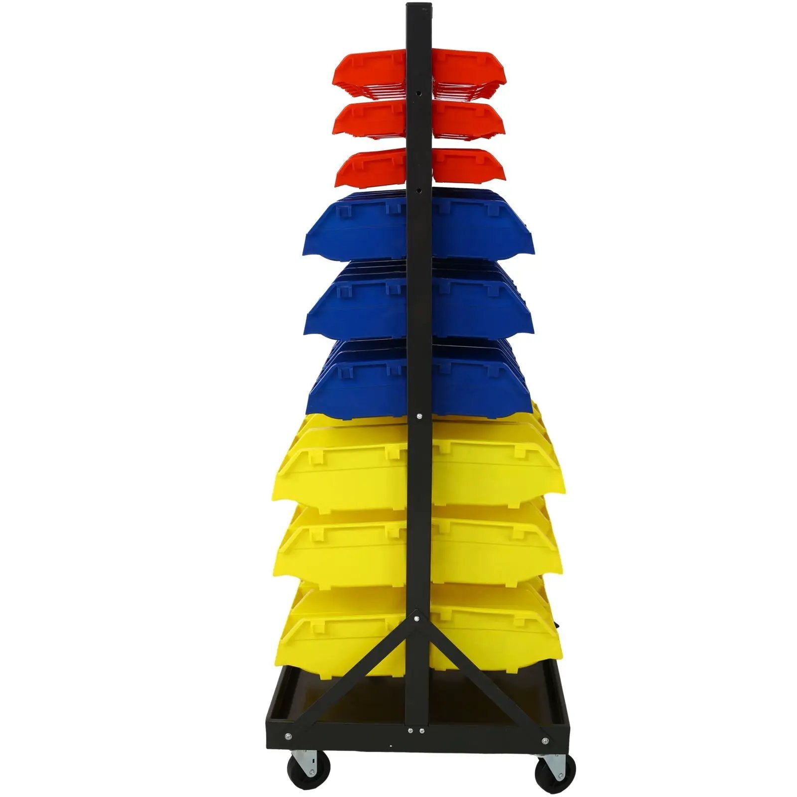 90 Parts Bin Shelving Storage Organizer With Locking Wheels For Shop Garage And Home - Black / Yellow by HouseOfZazla