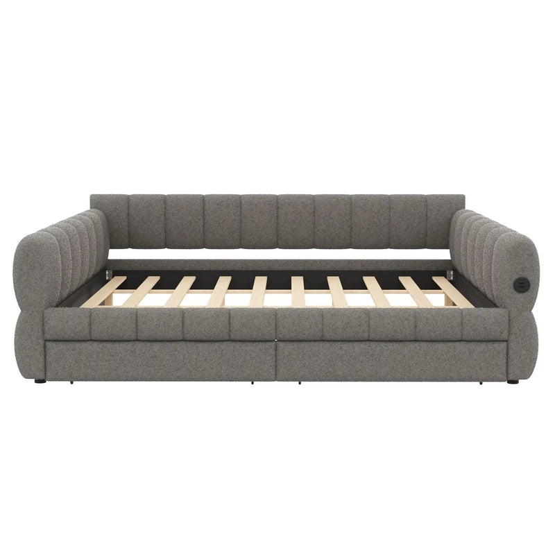 Upholstered Platform Bed With USB Charging And 2 Storage Drawers by HouseOfZazla