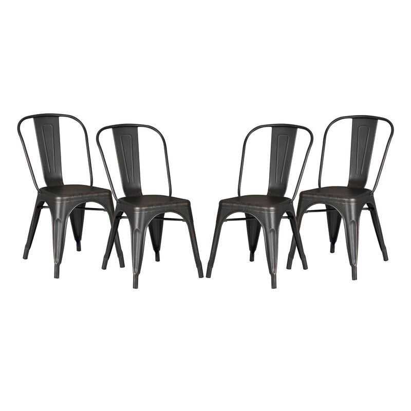 Set of 4 Stackable Metal Dining Chairs, Modern Industrial Slat Back by HouseOfZazla