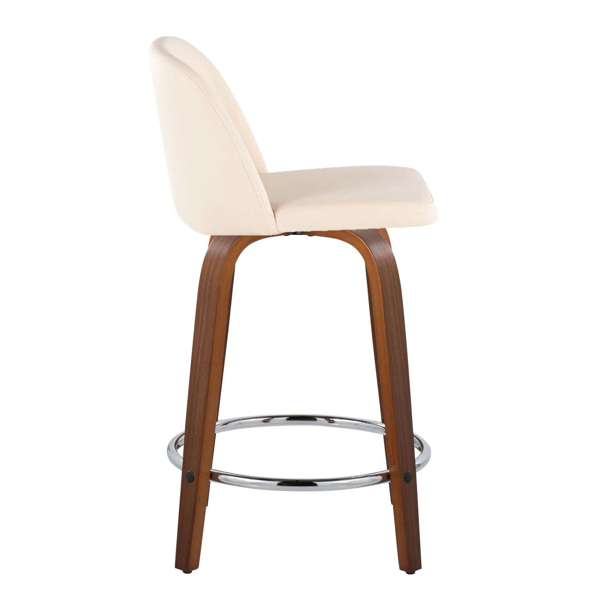 Toriano - Mid Century Modern Fixed Height Counter Stool With Swivel With Round Footrest (Set of 2) by HouseOfZazla