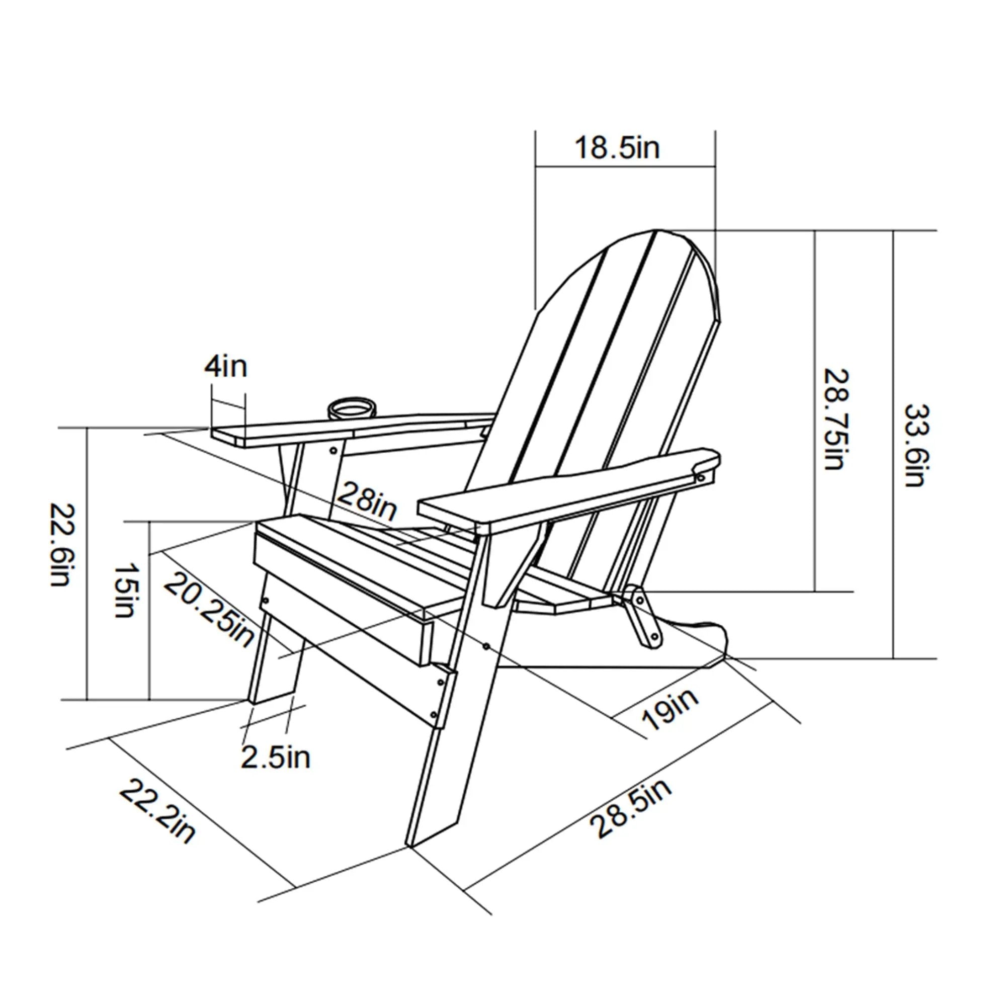 Folding Adirondack Chair with Dual Cup Holder - Navy Blue by HouseOfZazla