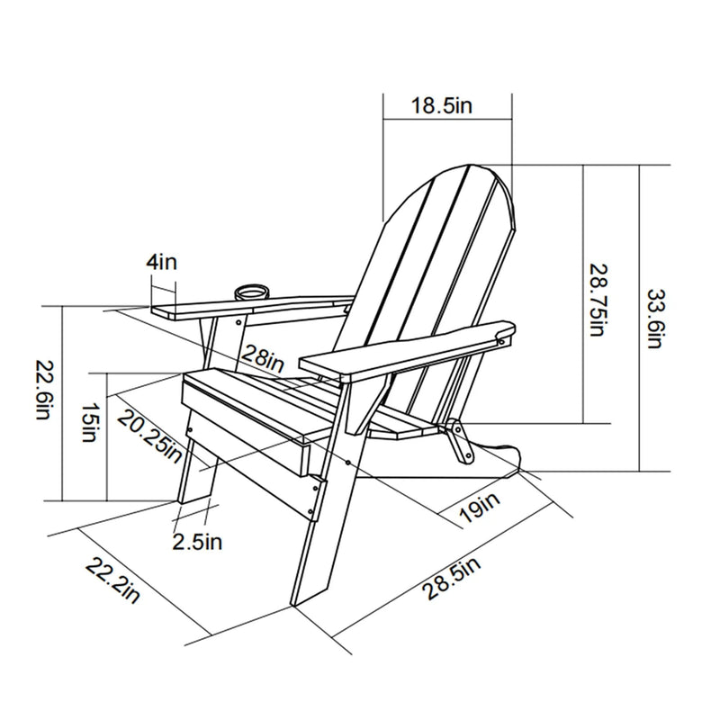 Folding Adirondack Chair with Dual Cup Holder - Navy Blue by HouseOfZazla