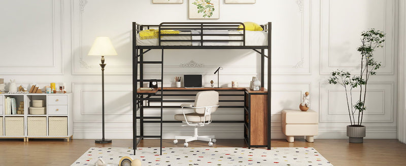 Loft Bed & 3 Layers Of Shelves And L-Shaped Desk by HouseOfZazla