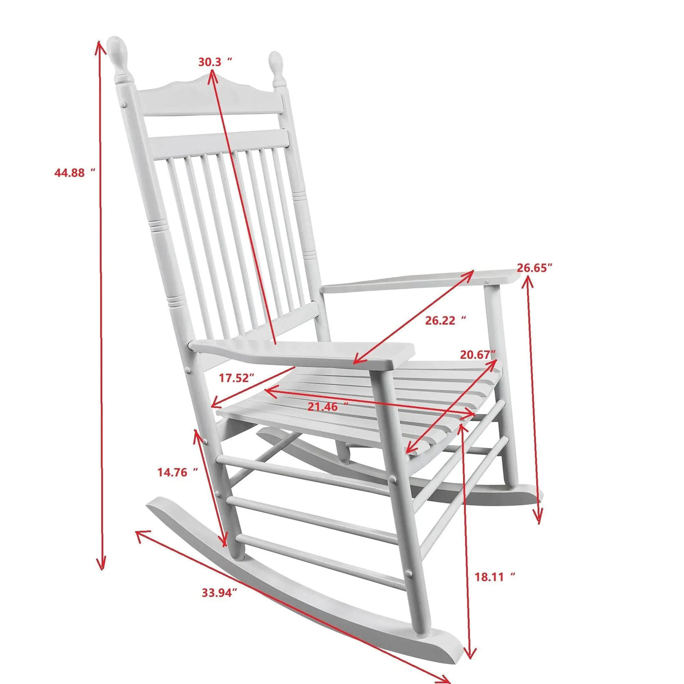 Balcony Porch Adult Rocking Chair - Wood by Unique Piece Furniture