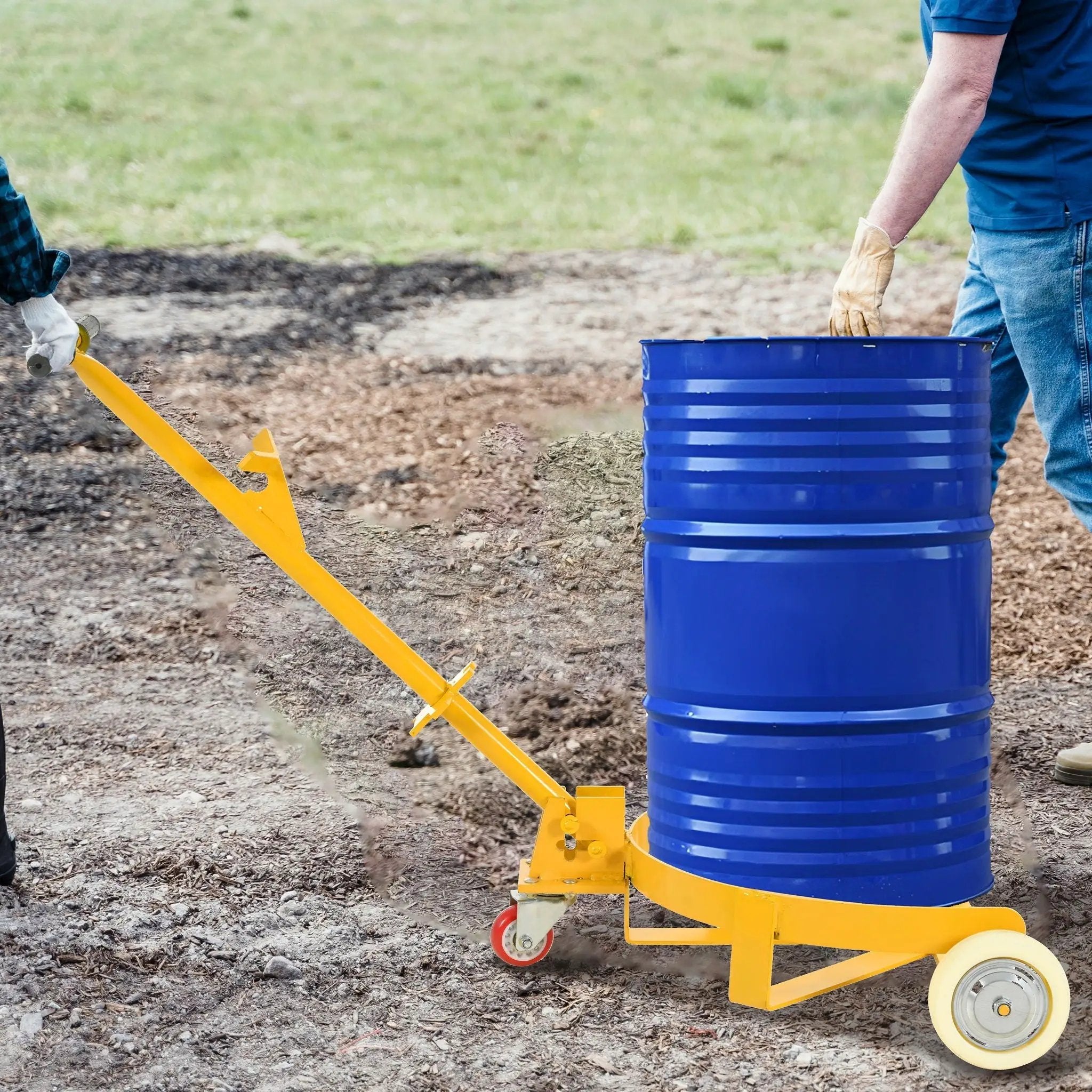 Steel Drum Dolly 55 Gallon Capacity Oil Barrel Mover With Wheels Low Profile Caddy - Yellow by HouseOfZazla