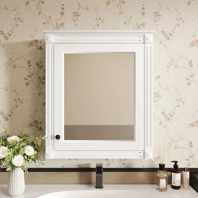 Wall Mounted Bathroom Storage Cabinet With Mirror, Medicine Cabinet With Height Adjustable Shelf by HouseOfZazla