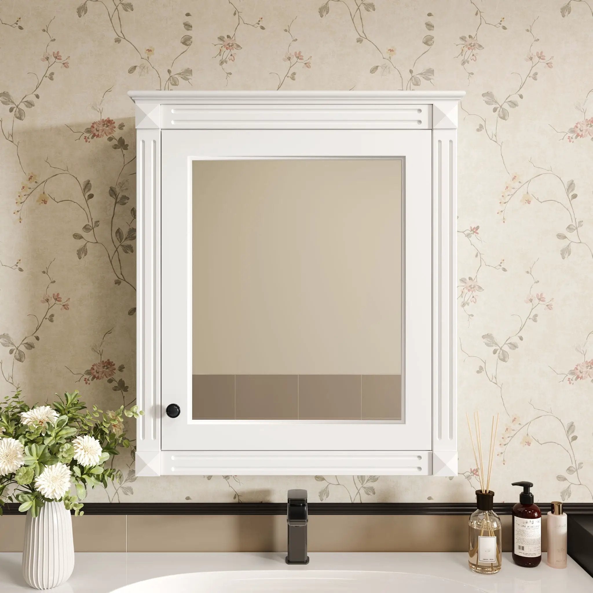 Wall Mounted Bathroom Storage Cabinet With Mirror, Medicine Cabinet With Height Adjustable Shelf by Unique Piece Furniture