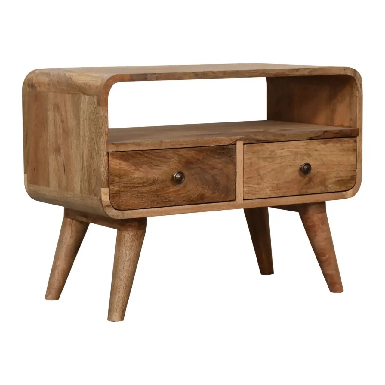 Mini Curved Media Unit - Oak by Unique Piece Furniture