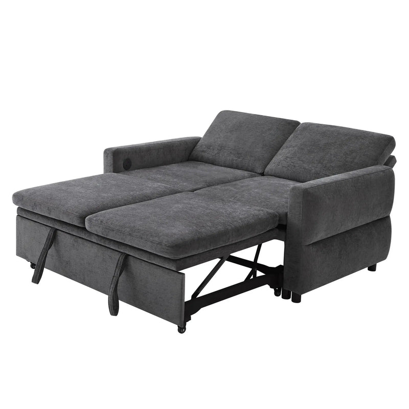 Convertible Sofa Bed Loveseat With Adjustable Backrest And USB Ports by HouseOfZazla