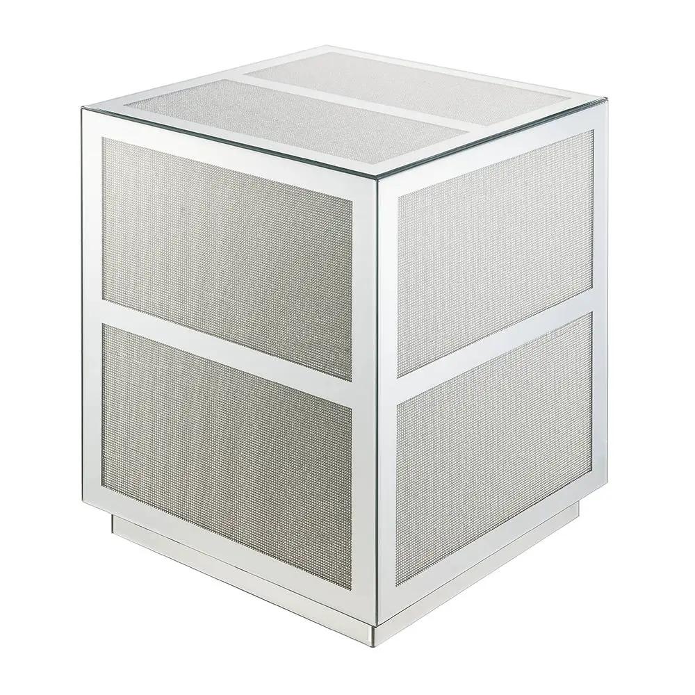 Noralie - 18" End Table With Faux Diamonds - Mirrored by Unique Piece Furniture